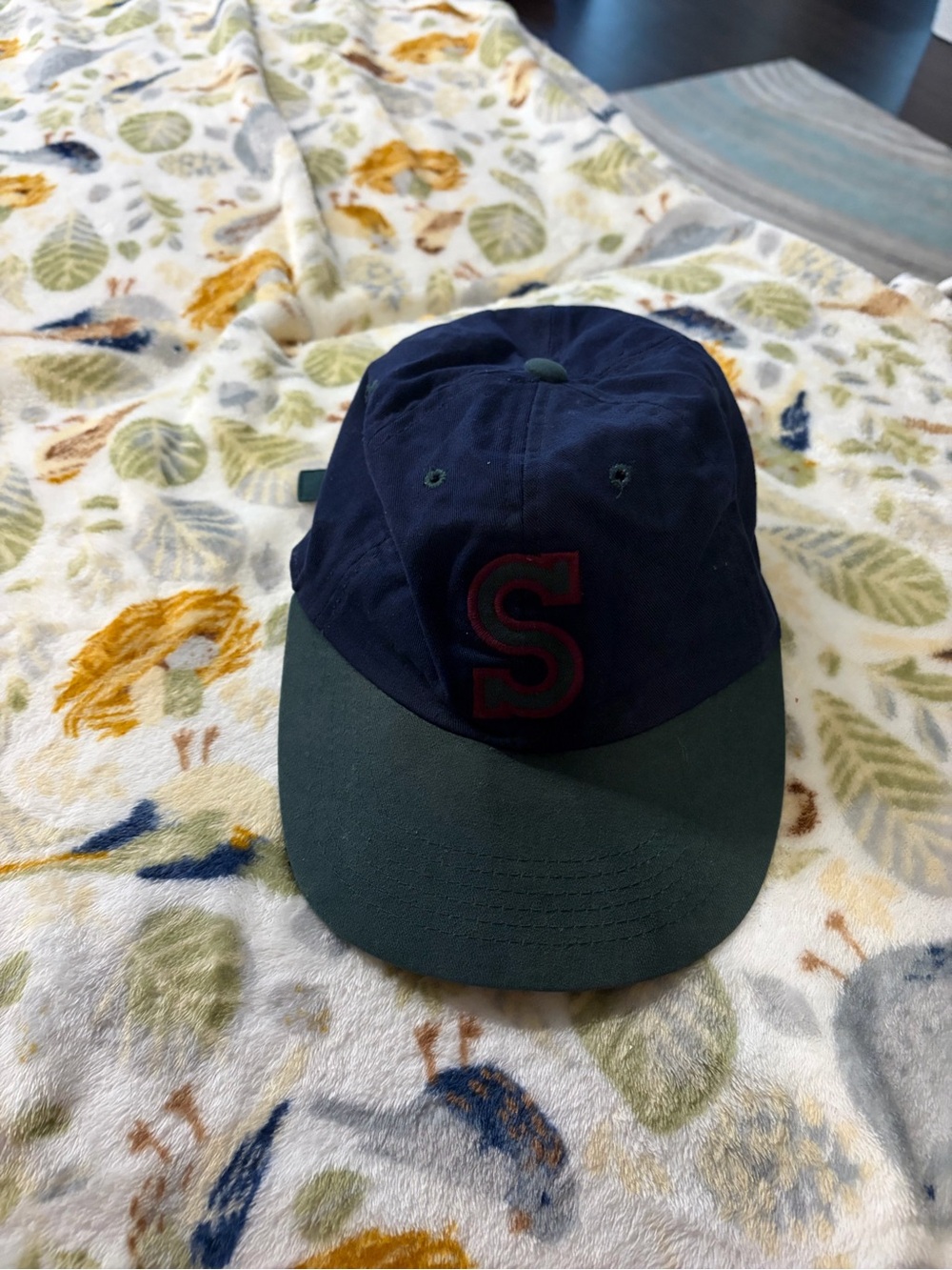 Navy and Dark Green Baseball Cap with 'S' Accent